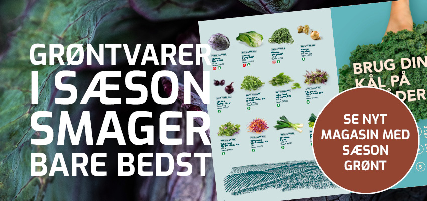 Grøntvarer i sæson. Se udvalget her.